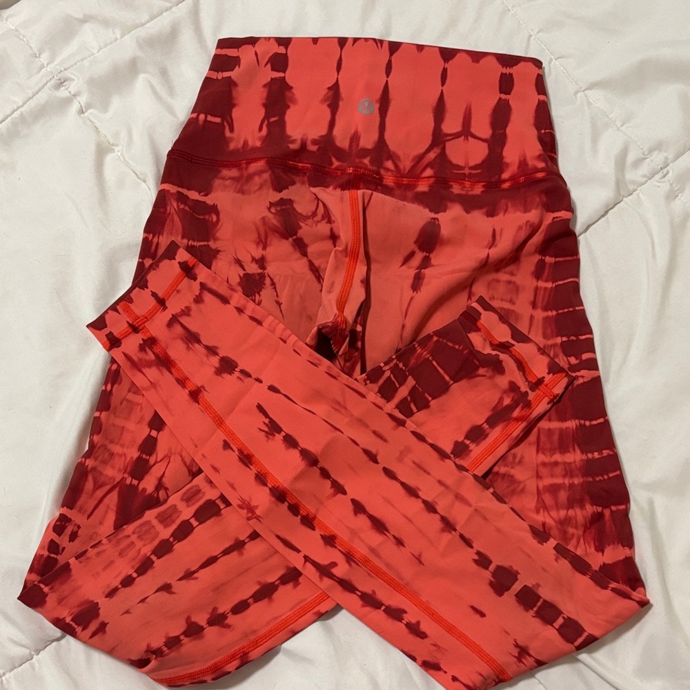 Lululemon Athletica Red Tie-Dye Leggings